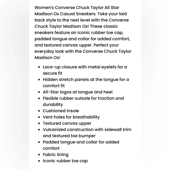 Women's Converse Chuck Taylor All Star Madison Ox Sneakers - Picture 9 of 9